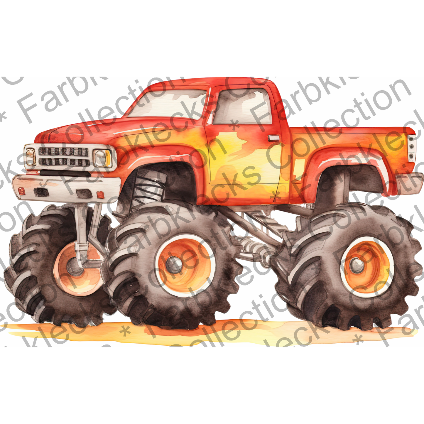 Motivtransfer 7624 Roter Monstertruck Watercolor