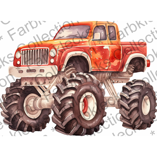 Motivtransfer 7625 Roter Monstertruck Watercolor