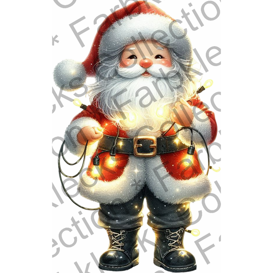 Motivtransfer 7627 Santa mit Lichterkette