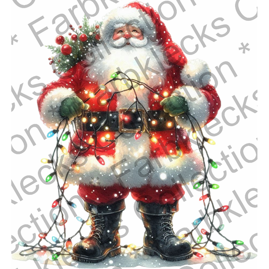 Motivtransfer 7634 Santa mit Lichterkette