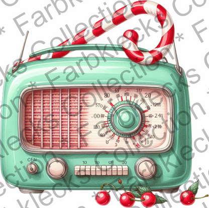 Motivtransfer 7649 Retro Radio mit Zuckerstange