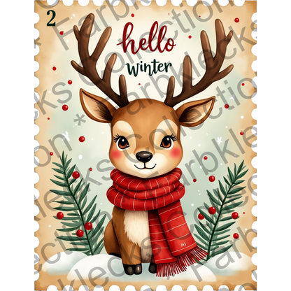 Motivtransfer 8205 Weihnachtsbriefmarke mit Reh