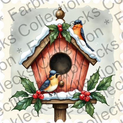 Motivtransfer 8207 Weihnachtsbriefmarke mit Vogelhaus