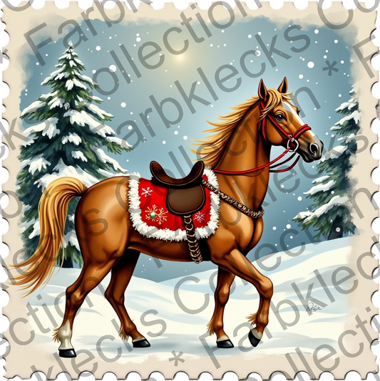 Motivtransfer 8212 Weihnachtsbriefmarke mit Pferd