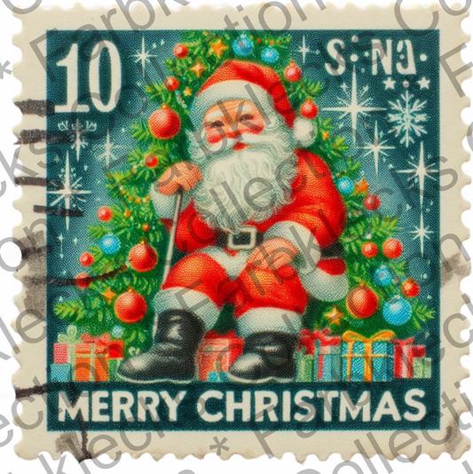 Motivtransfer 8263 Weihnachtsbriefmarke Santa Merry Christmas