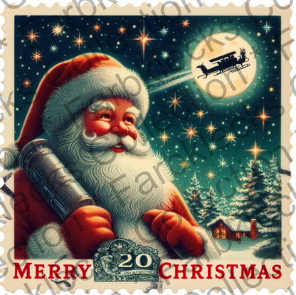 Motivtransfer 8266 Weihnachtsbriefmarke Santa Merry Christmas