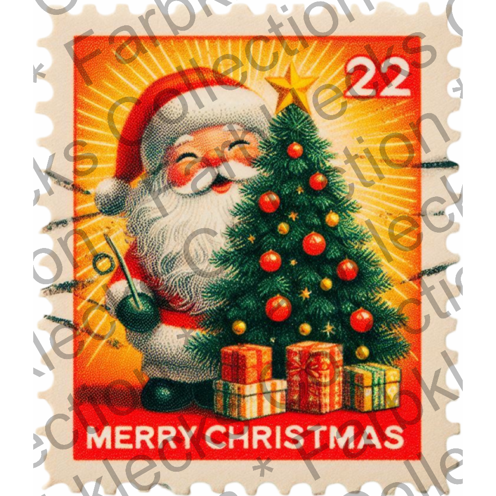 Motivtransfer 8267 Weihnachtsbriefmarke Santa Merry Christmas