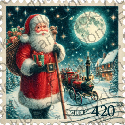 Motivtransfer 8268 Weihnachtsbriefmarke Santa Merry Christmas