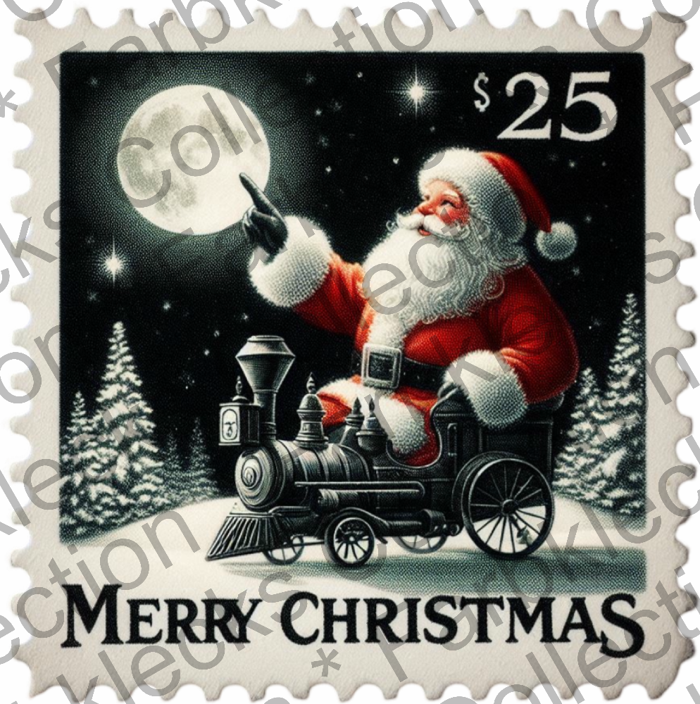 Motivtransfer 8271 Weihnachtsbriefmarke Santa Merry Christmas