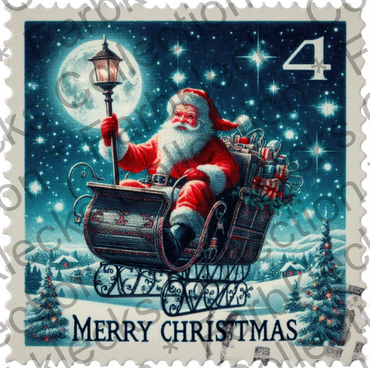 Motivtransfer 8272 Weihnachtsbriefmarke Santa Merry Christmas