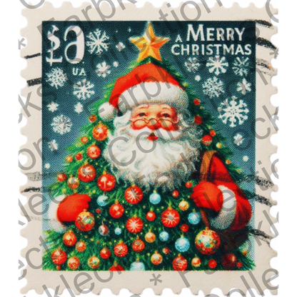 Motivtransfer 8273 Weihnachtsbriefmarke Santa Merry Christmas