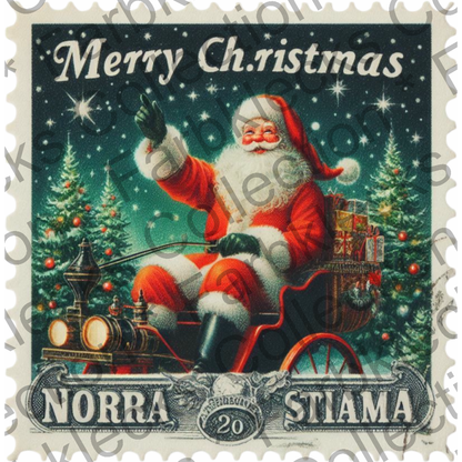 Motivtransfer 8274 Weihnachtsbriefmarke Santa Merry Christmas