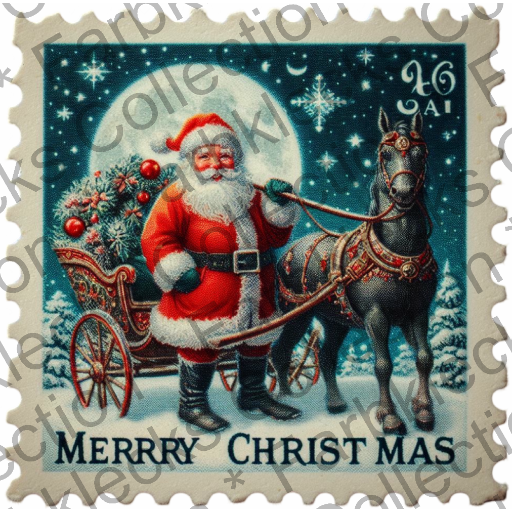 Motivtransfer 8276 Weihnachtsbriefmarke Santa Merry Christmas