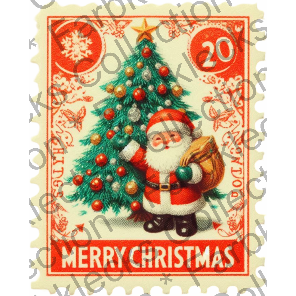 Motivtransfer 8277 Weihnachtsbriefmarke Santa Merry Christmas