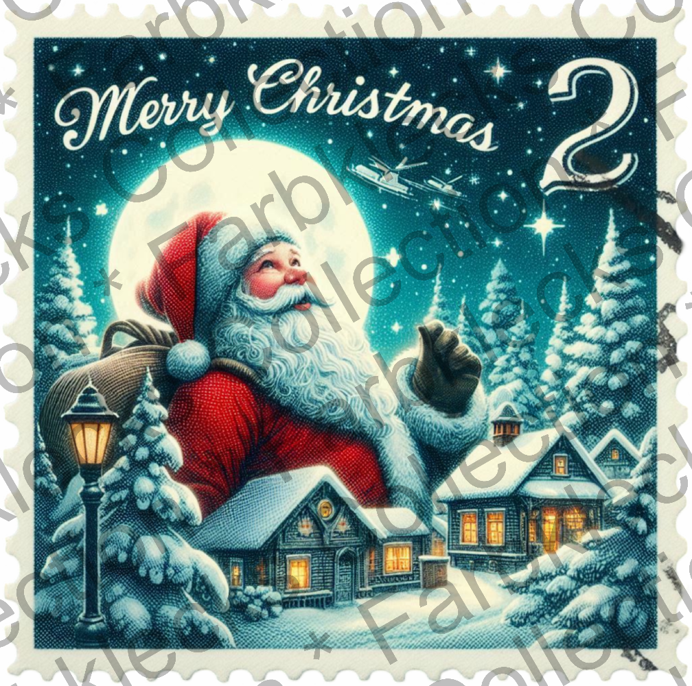 Motivtransfer 8278 Weihnachtsbriefmarke Santa Merry Christmas