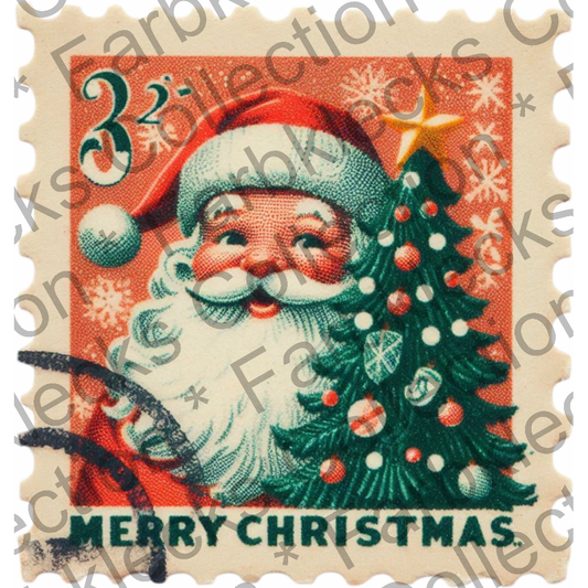 Motivtransfer 8280 Weihnachtsbriefmarke Santa Merry Christmas