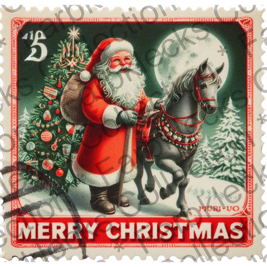 Motivtransfer 8281 Weihnachtsbriefmarke Santa Merry Christmas