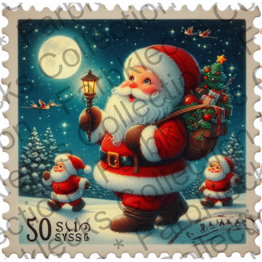 Motivtransfer 8282 Weihnachtsbriefmarke Santa Merry Christmas