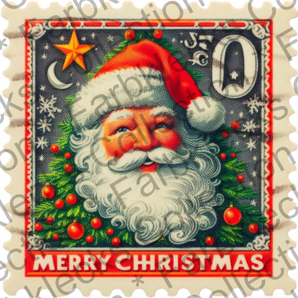 Motivtransfer 8283 Weihnachtsbriefmarke Santa Merry Christmas