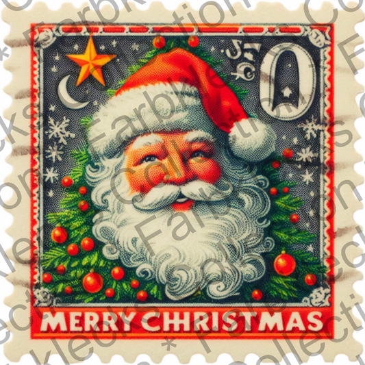 Motivtransfer 8283 Weihnachtsbriefmarke Santa Merry Christmas