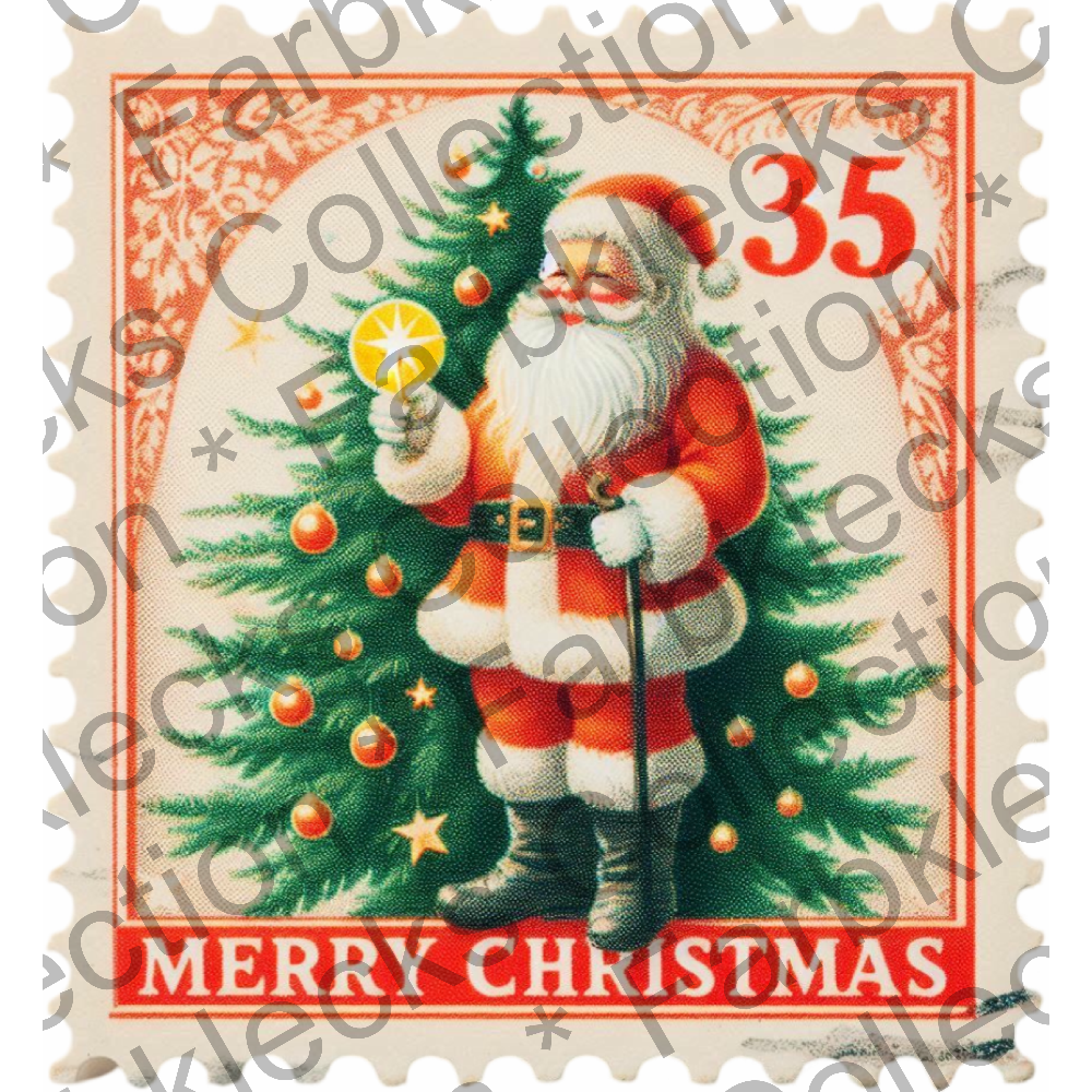 Motivtransfer 8284 Weihnachtsbriefmarke Santa Merry Christmas