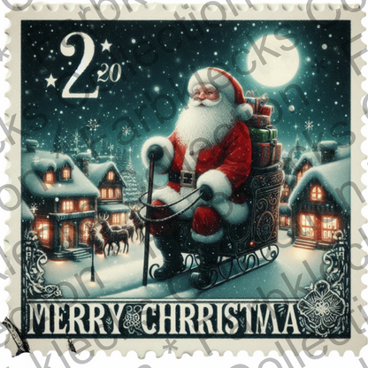 Motivtransfer 8285 Weihnachtsbriefmarke Santa Merry Christmas