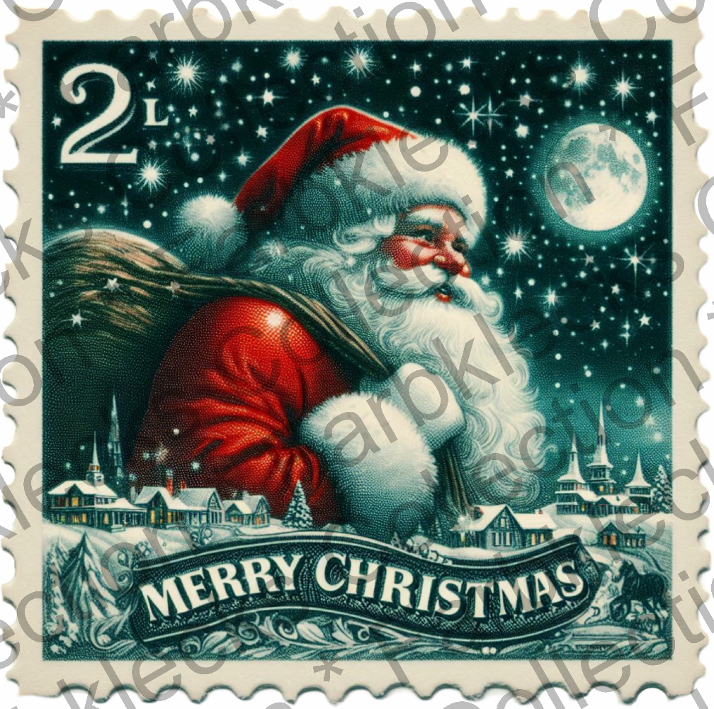 Motivtransfer 8286 Weihnachtsbriefmarke Santa Merry Christmas