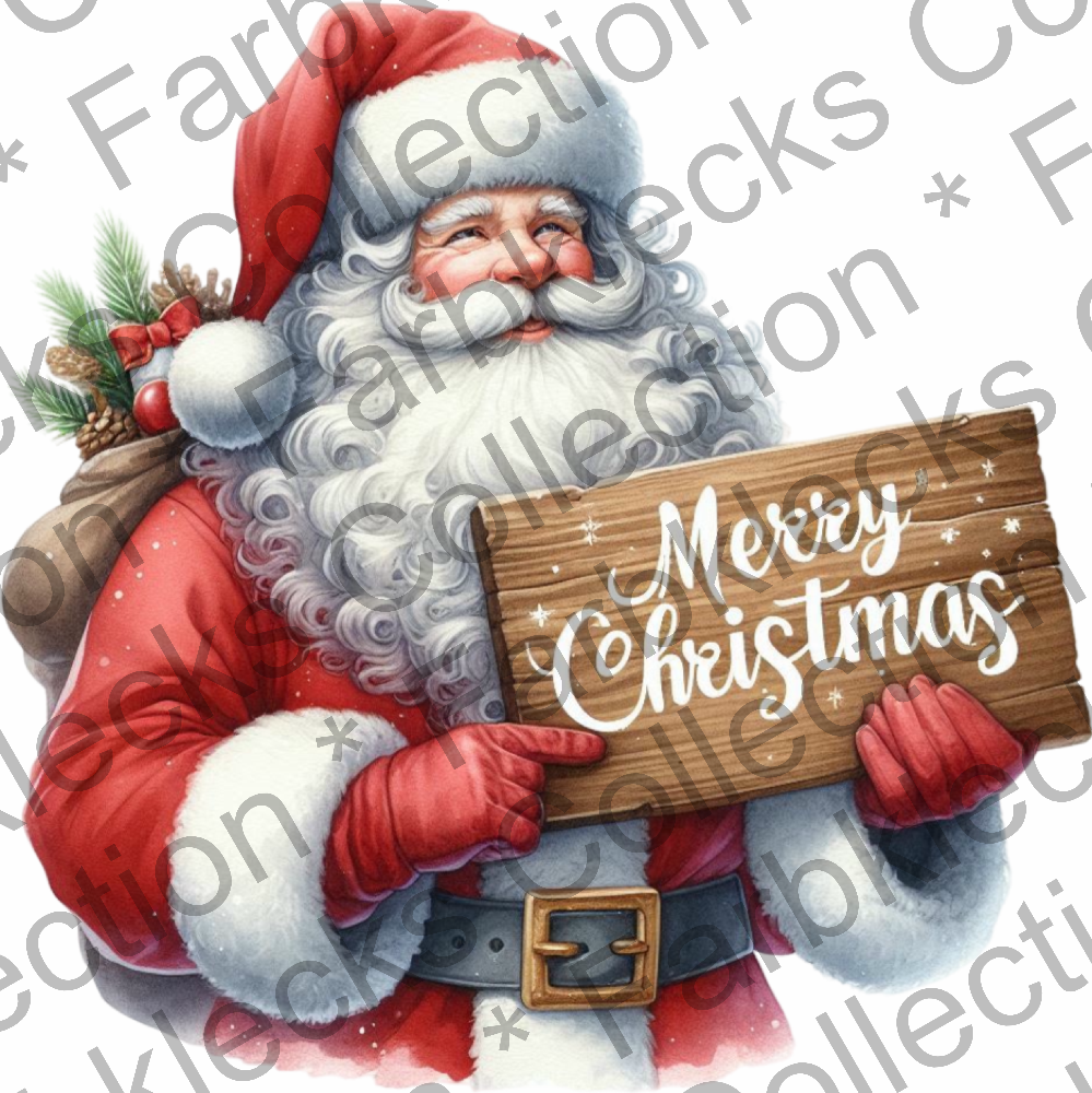 Motivtransfer 8313 Santa mit Schild Merry Christmas