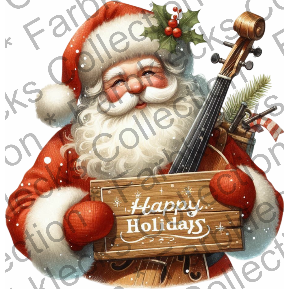 Motivtransfer 8314 Santa mit Schild Happy Holidays