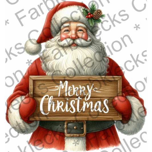 Motivtransfer 8315 Santa mit Schild Merry Christmas