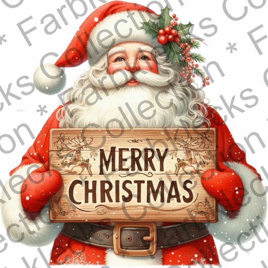 Motivtransfer 8316 Santa mit Schild Merry Christmas