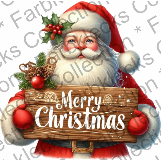 Motivtransfer 8318 Santa mit Schild Merry Christmas