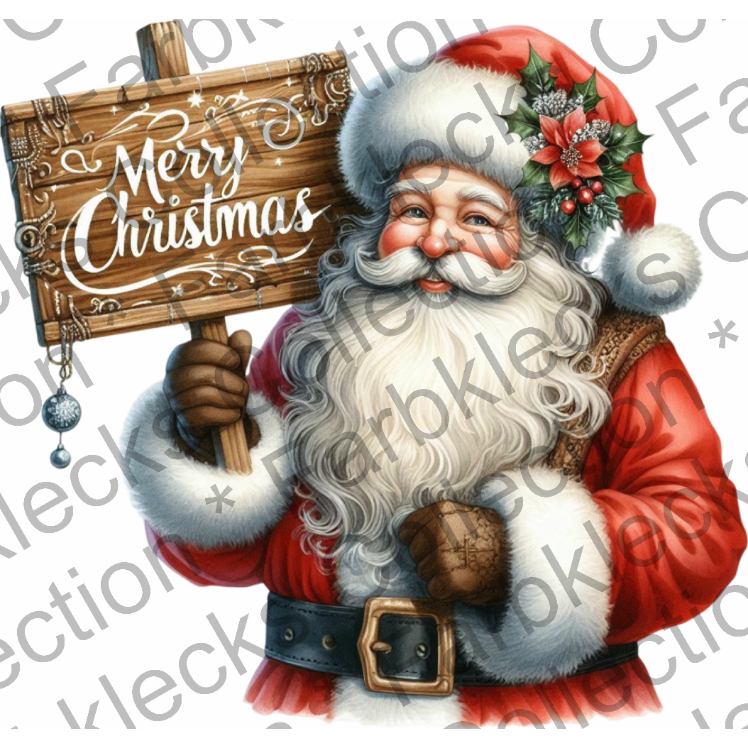 Motivtransfer 8319 Santa mit Schild Merry Christmas