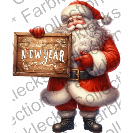 Motivtransfer 8320 Santa mit Schild New Year