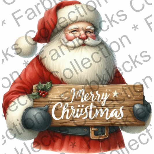 Motivtransfer 8322 Santa mit Schild Merry Christmas