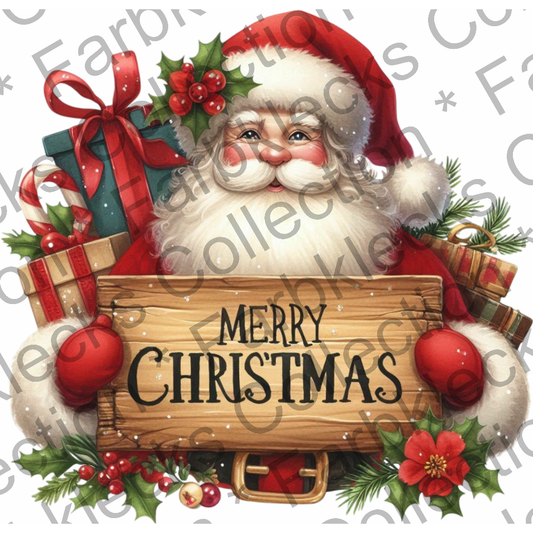 Motivtransfer 8324 Santa mit Schild Merry Christmas