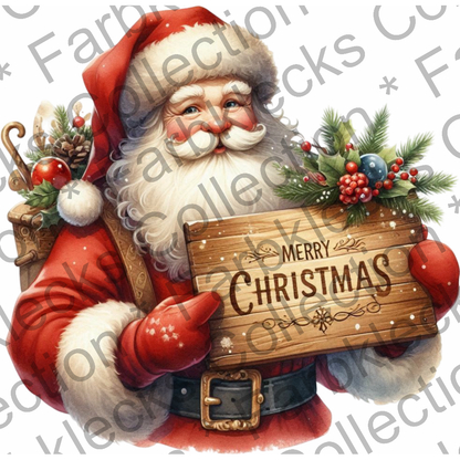 Motivtransfer 8326 Santa mit Schild Merry Christmas