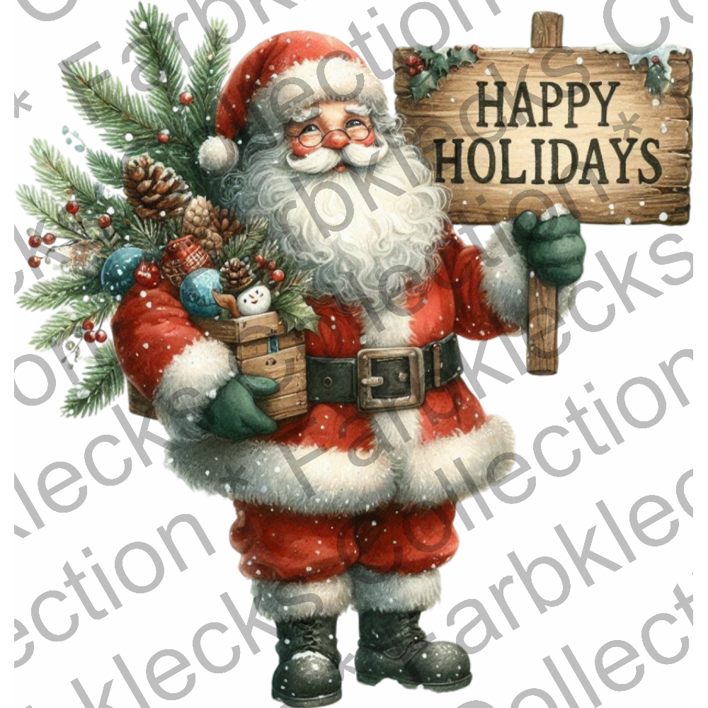 Motivtransfer 8327 Santa mit Schild Merry Christmas