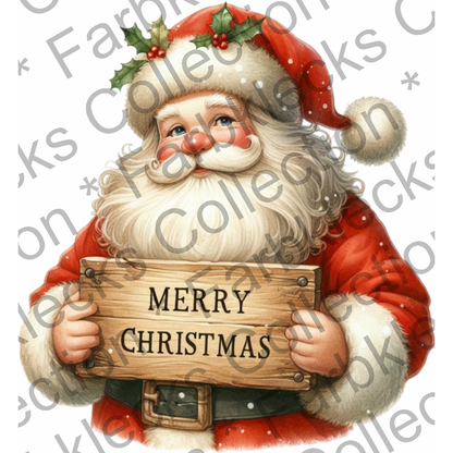 Motivtransfer 8329 Santa mit Schild Merry Christmas