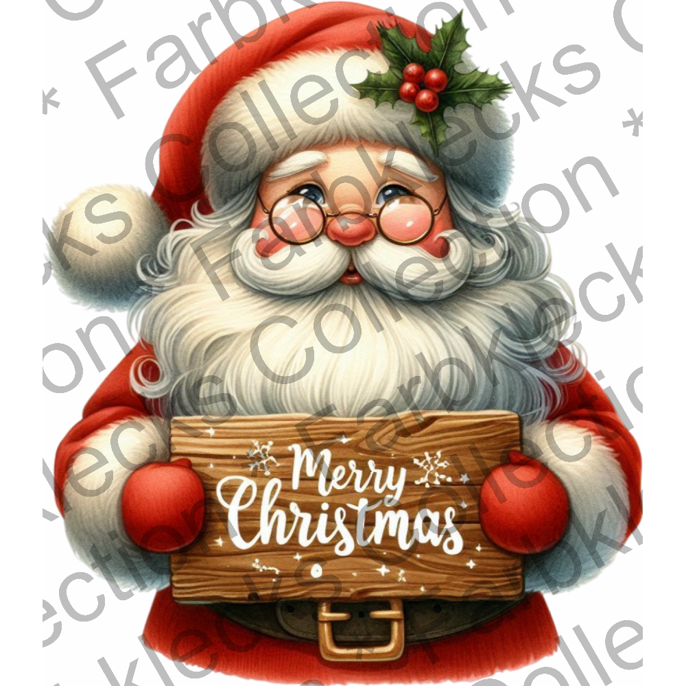 Motivtransfer 8333 Santa mit Schild Merry Christmas