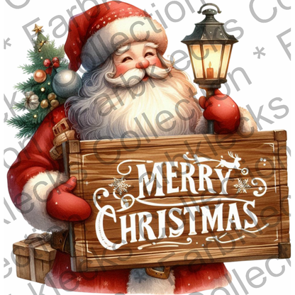 Motivtransfer 8334 Santa mit Schild Merry Christmas