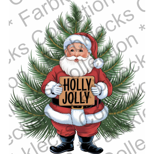 Motivtransfer 8336 Santa am Tannenbaum Holly Jolly