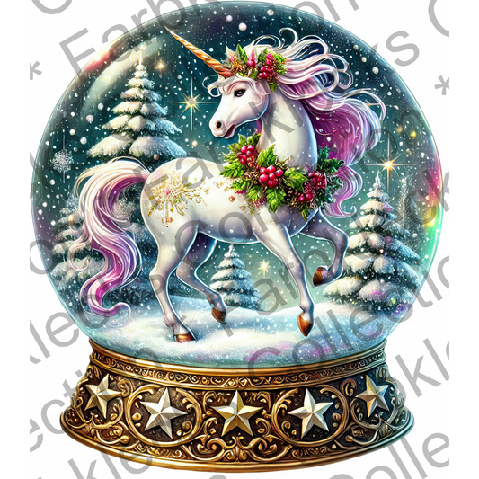 Motivtransfer 8378 Weihnachtliche Schneekugel mit Einhorn