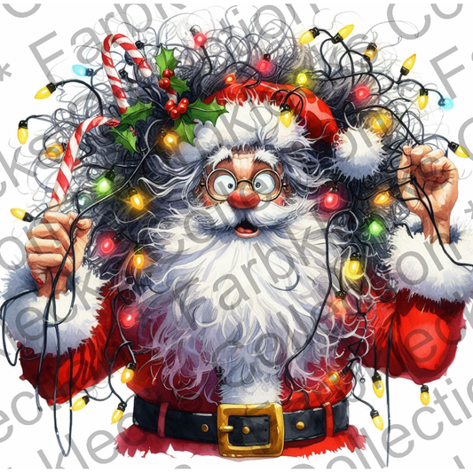 Motivtransfer 8668 Funny Santa mit Lichterkette