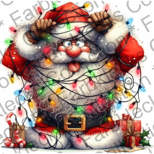 Motivtransfer 8673 Funny Santa mit Lichterkette