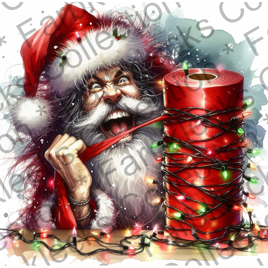 Motivtransfer 8676 Funny Santa mit Geschenkpapier