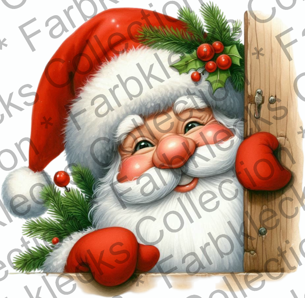 Motivtransfer 9321 Peeking Santa hinterm Zaun