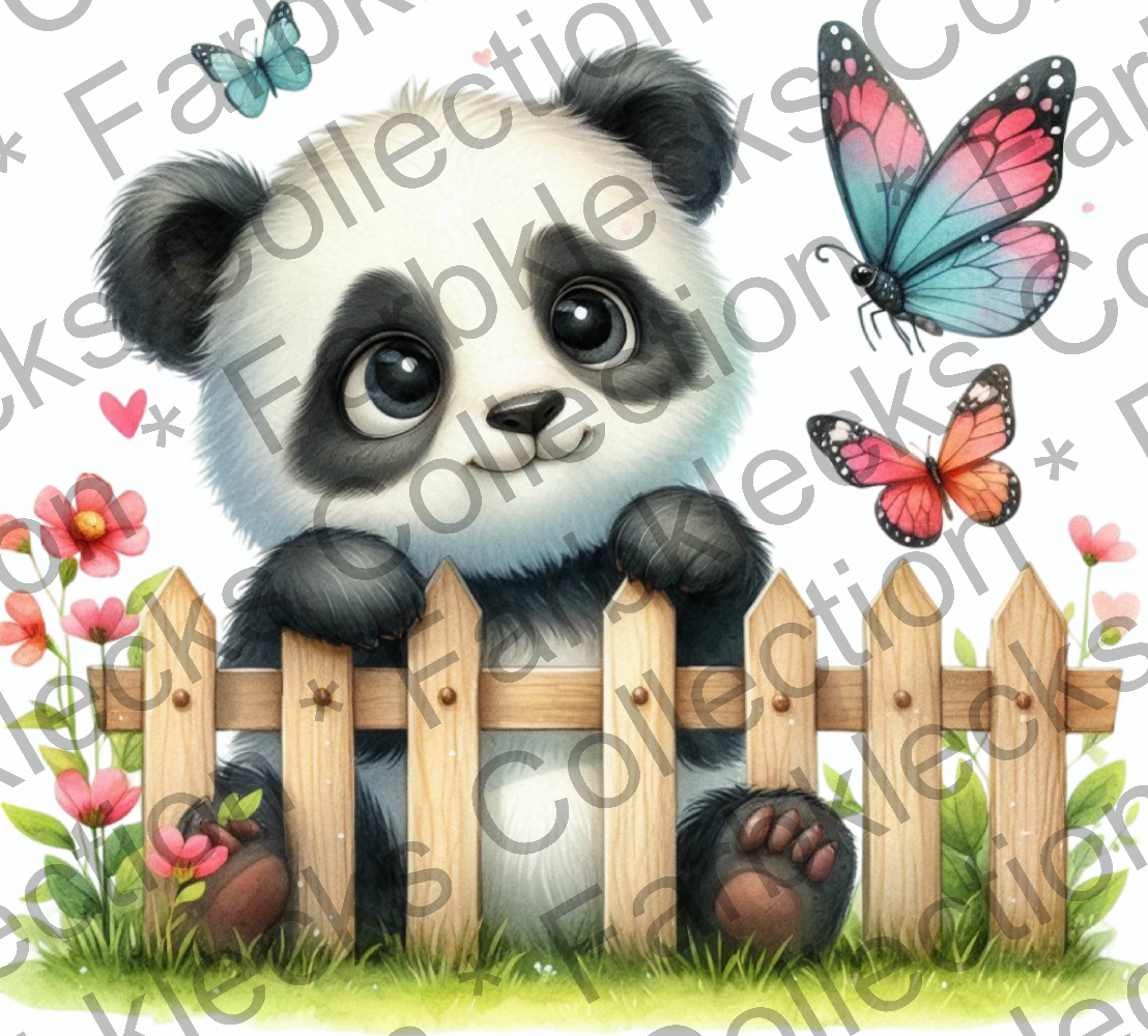 Motivtransfer 9772 Panda am Gartenzaun