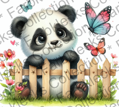 Motivtransfer 9772 Panda am Gartenzaun