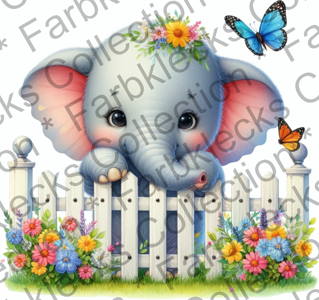 Motivtransfer 9781 Elefant am Gartenzaun